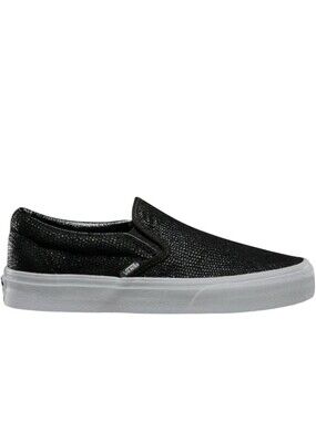 Vans Classic Slip On Black Sparkly Glitter Snakeskin Women's Size 7.5 Or 7 1/2